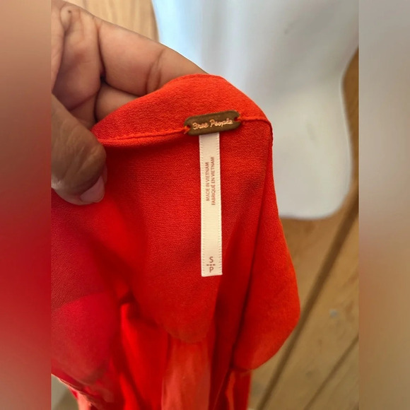 Free People Orange Drapey So Fine Blouse size small - Picture 7 of 7